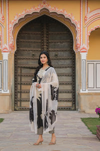 Gosriki Women'S Cotton Blend Straight Printed Kurta With Pant & Dupatta (5Jee Black-Gs_Xxl_Black_Xx-Large),Black,2,B0CS9VJ4QT