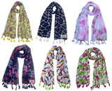 Fusfus WomenS Printed Chiffon Scarves And Stoles, Free Size(Multicolour, Fs876) Pack Of 6 (Multicolor4)