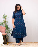 Anni Designer Women'S Rayon Viscose A-Line Printed Kurta With Pant (Vibha Blue_Xl_Blue_X-Large),Blue,XL,,,