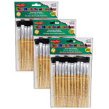 Charles Leonard Flat Tip Easel Paint Brushes, Short Stubby Handle, 0.50 Inch, Natural Handles, Black Bristles, 12 Per Pack, 3 Pa