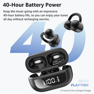 TOZO OpenEarRing True Open Ear Headphones, Lightweight Comfort Open Ear Clip Wireless Earbuds, 40H Play Bluetooth 5.4 Headphones