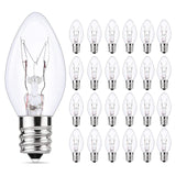 SUNSGNE 25 Pack Clear Replacement Bulbs Night Light Bulbs, C7 Clear Christmas Incandescent Light Bulbs for Night Light Salt Lamp