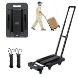 VEVOR Folding Hand Truck, 500 lbs Load Capacity, Collapsible Luggage Cart with 6 Wheels, 2 Elastic Ropes & Expandable Base, Util