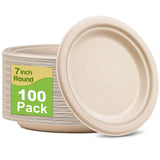 GREENESAGE Small Paper Plates 100 Pack, 7 inch Paper Dessert Plates, 100% Compostable Biodegradable Eco Friendly Plates, Disposa