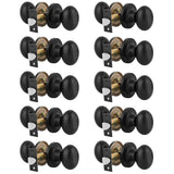 Gobrico 10 Pack Passage Door Knobs Matte Black Oval Door Knobs Interior Egg Shaped Door Knob and Handles for Closet Hallway Keyl