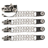 Milwaukee Leather Motorcycle Medallion Vest Extender - Double Chrome Chains Genuine Leather 6.5 Extension 4-PCS MLA6006SET - 4 I