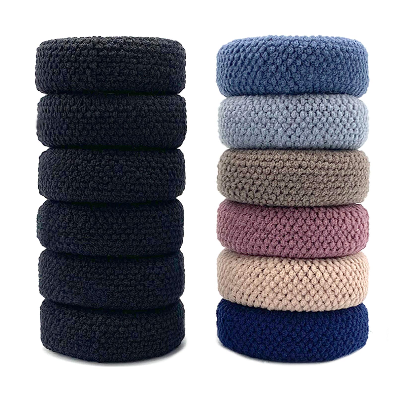 12 PCS Large Thick Hair Bands Seamless Cotton Hair Ties Ponytail Holders Headband for Thick Heavy and Curly Hair, Hair Ties for 