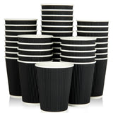 JollyPack 60 Pack 12 oz Paper Coffee Cups, Black Disposable Beverage Cups with Insulated Ripple Wall for Coffee, Tea, and Hot Ch