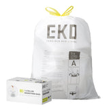 EKO Easy-Dispense Roll 80 Count Extra-Strong Drawstring Small Trash Bag, 1.6 Gallon Trash Bag (3-6L) 1 Pack White, Code A
