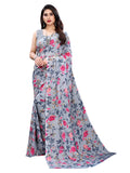 Satrani Womens Georgette Saree (2111ST687_Grey, Dark Pink)