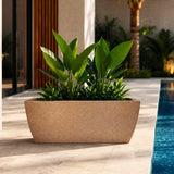 Go Hooked Rectangular Leios Planter Pot 24X11 Inch | Sandstone Ribbed Design Plastic Flower Pot For Indoor Outdoor Garden Balcon