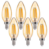 FLSNT 40W Equivalent LED Chandelier Light Bulbs, Dimmable Amber LED B11 E12 Candelabra Base Bulbs, 2200K Warm White, 330LM, 6 Pa