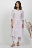 W For Woman Purple Floral Print Cotton Flarred Kurta_24Few11141-400371_S
