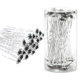 BETITETO 40 Pcs U-Shaped Flower Rhinestone Hair Pins Crystal Hair Accessories for Bridal Wedding Party Girls' Sweet Sixteen (Bla
