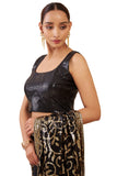 Soch Black Art Silk Boat Neck Blouse With Sequins Black 38