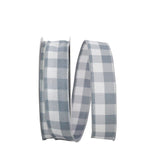 Reliant Ribbon 93228W90009K Plaid Twill Wired Edge Ribbon, 11/2 Inch X 50 Yards, Grey