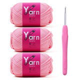 Sekafris Crochet Yarn with Cotton - Chunky Yarn for Crocheting - Cotton-Nylon Blend (Pink)