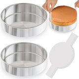 8 Inch Round Cake Pans Set of 2, Nonstick Stainless Steel Baking Pans Set with 100PCS Parchment Papers, Durable Birthday Christm