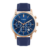 Timex Analog Watch For Men With Blue Dial & Blue Leather Strap Band - Water Resistant Men'S Wrist Watches -Tweg294Smu03