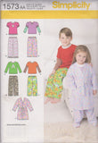 Simplicity 1573 Childrens Pajamas and Robe Sewing Pattern, Sizes 1/23
