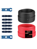 Solar Cable 100Ft 30M 10 awg Wire, 100FT Black + 100FT Red 10 Gauge Wire Solar Extension Cable Wire with 6 Pairs Solar Connector