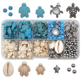 INSPIRELLE 102pcs Turtle Beads Synthetic Turquoise Alloy Turtles Spacer Beads for Summer Jewelry Bracelet Necklace Making