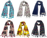 Fusfus WomenS Printed Chiffon Scarves And Stoles, Free Size(Multicolour, Fs1703) Pack Of 6 (Multicolor1)