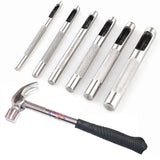 Mass Pro Hammer With 6Pc Hollow Punch Set 38Mm, Steel Leather Hole Punch Tool Kit For Leather, Belt, Paper, Rubber, Plastic, Ga
