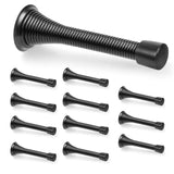 ZUOYIGD 12 Pack Black Spring Door Stops, 3-1/4 Heavy Duty Wall Mount Door Stoppers, Flexible Spring Doorstops Wall Protector wit