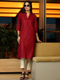 Libas Women'S Silk Regular Kurta (29274_Maroon Maroon Xs