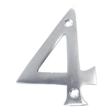 RCH Hardware 2274SC075 | Solid Brass 3 Tall House Number 4, Satin Chrome Matte Silver Matching Screws Included