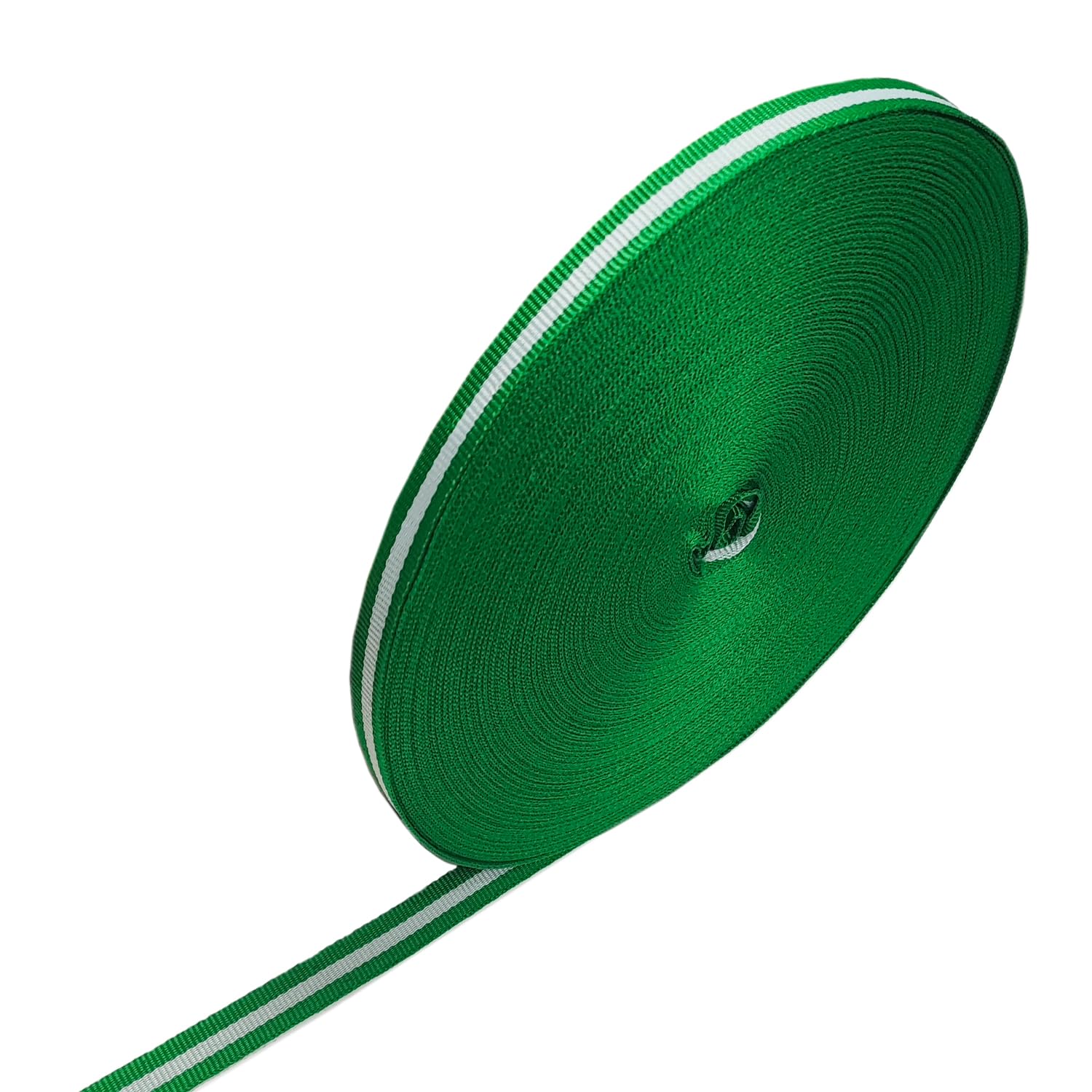 Green and White Grosgrain Ribbon, 3/8 Inch x 55 Yards Christmas Green Striped Decorative Polyester Fabric Ribbons Golf Ribbon fo