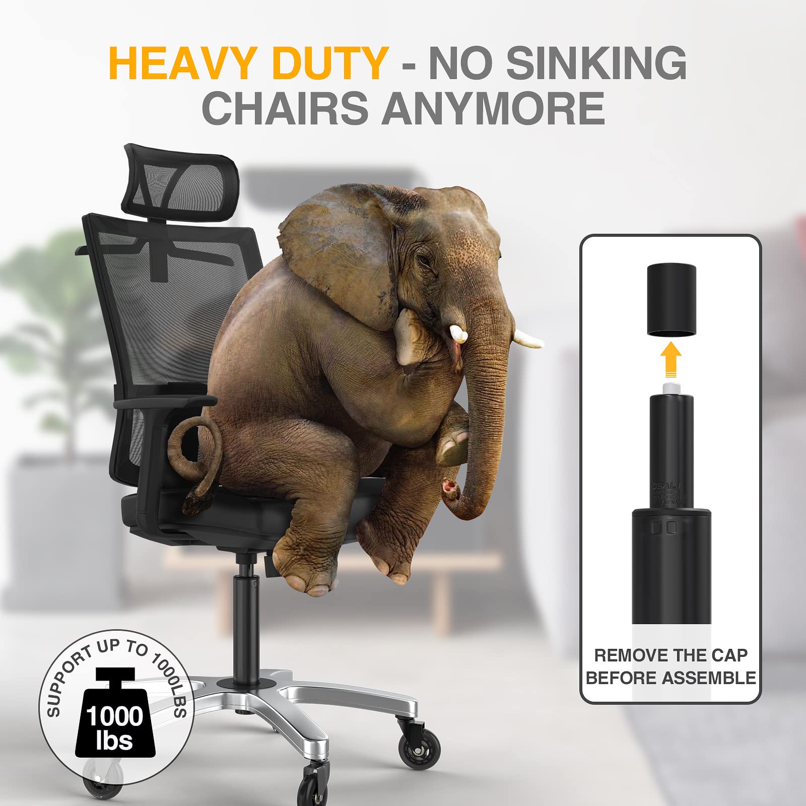 HOSALI Office Chair Cylinder Replacement,Heavy-Duty Gas Lift Cylinder Fits Most Chairs,Highest End Class 4 Hydraulic Pneumatic P