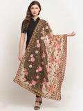 Shasmi Women'S Heavy Net Embroidered Fancy Phulkari Work Dupatta For Women (Only Dupatta) (Chikku)