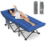 ZENPETIO Oversized XXL Folding Camping Cot, Heavy Duty Sleeping Cot for Adults with Mattress and Pillow, Portable Cot Bed with C