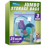 25 Gallon Large Storage Bags, 35x 24Jumbo Zipper Bags with Handle, Extra Large XL Zip Top Bags for Clothes Travel Moving