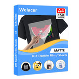 DTF Transfer Film A4 150 Sheets for Sublimation or DTF Inkjet Printer, Double-Sided Matte PET Heat Transfer Paper, Direct Printi