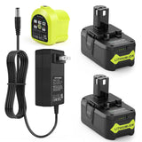 KEATFE 2 Packs RB18L50 18V 6000mAh Lithium Battery Replacement for Ryobi with LUB18V Charger