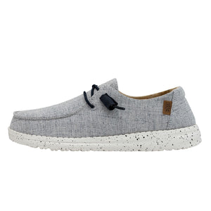 Hey Dude Women's Wendy Chambray White Blue Size 6 | Women's Shoes | Women's Slip On Shoes | Comfortable & Light-Weight
