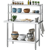 DWVO 30x24in Stainless Steel Table, NSF Metal Prep Worktable with Adjustable Overshelf for Kitchen Restaurant Hotel Garage Wareh