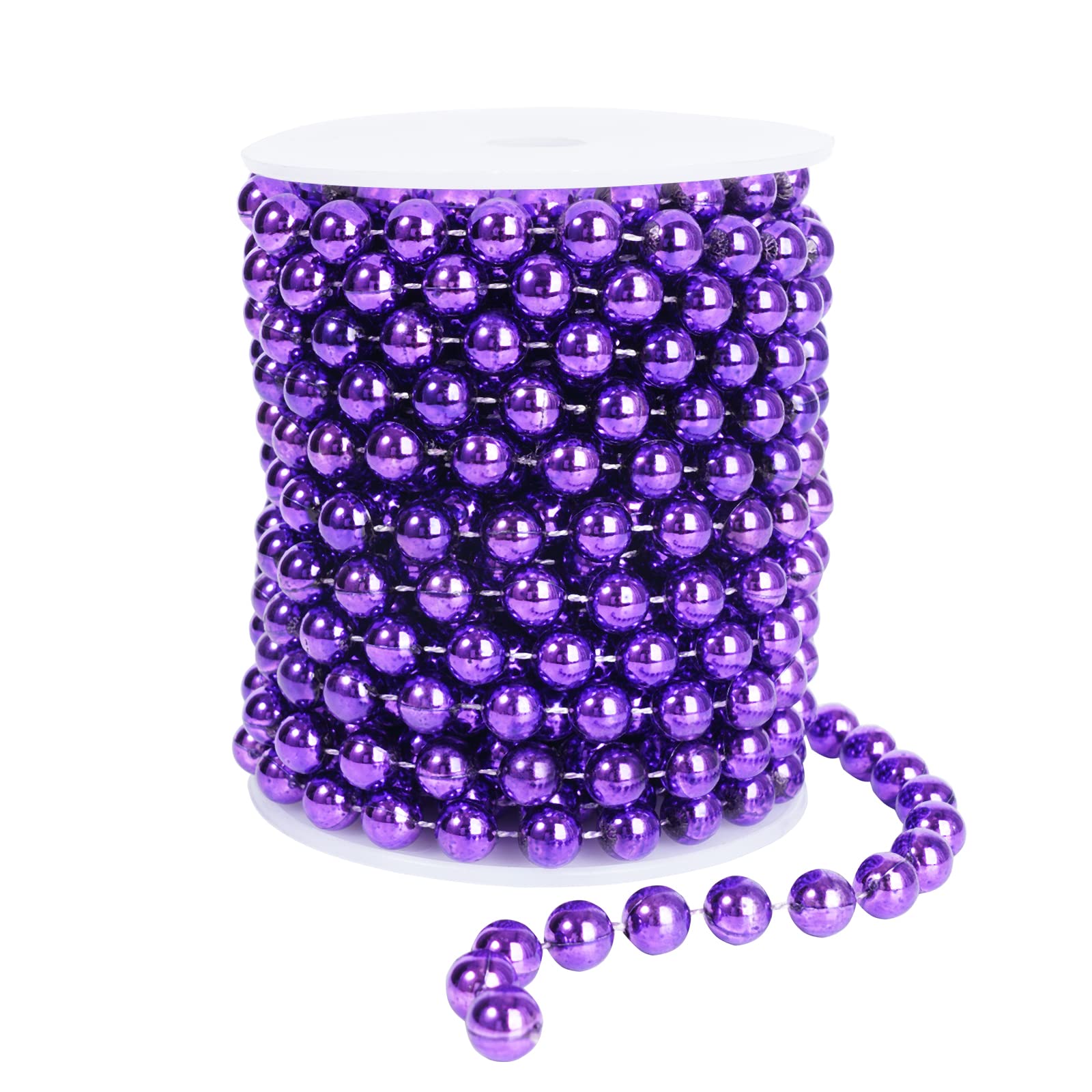 Craft Pearl 33 Feet Pearl Beads Garland for Christmas Tree, 10MM Purple Faux Pearls Strings Bead Roll Strand for Wedding Party C