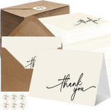 Gueevin 200 Pcs Thank You Cards with Kraft Envelopes and Stickers Bulk, 3.5 x 5 Inch Classy Blank Thank You Notes for Wedding, B