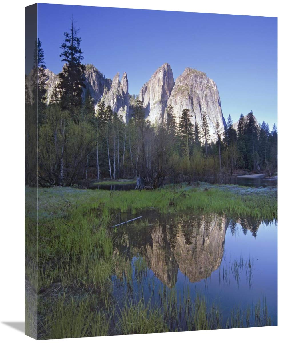 Cathedral Rock Reflected In The Merced River, Yosemite Np, California-Canvas Art-18X24