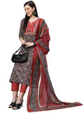 Gosriki Women'S Cotton Blend Straight Printed Kurta With Pant & Dupatta Set (Makshi Red-Nv_S-Gs_Red_Small),Red,,B0BL1D36BZ