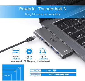 USB C Adapter for MacBook Pro/MacBook Air M1 M2 M3 2021 2020 2019 13 15 16, 6 in 1 USB-C Hub MacBook Pro Accessories with