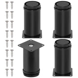 Eoppen 4-Pack 4 Inch Furniture Legs, Stainless Steel Adjustable Round Cabinet Legs with 16Pcs Screw for Cabinet Sofa Shelves Tab