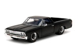 Fast & Furious Fast X 1:24 1967 Chevy El Camino Die-Cast Car, Toys For Kids And Adults,Black