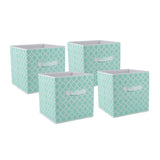 DII Non Woven Polyester Storage Bin, Lattice, Aqua, Small Set of 4