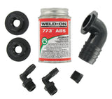 Valterra RK907 90 Barbed Elbow ABS Tank Fill Kit with Cement , Black