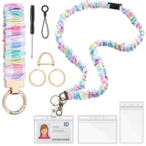 Eersida Teacher Scrunchies Lanyard with Safety Breakaway Buckle Retractable Lanyard Keychain Wristlet Office Gift for Women(Mult